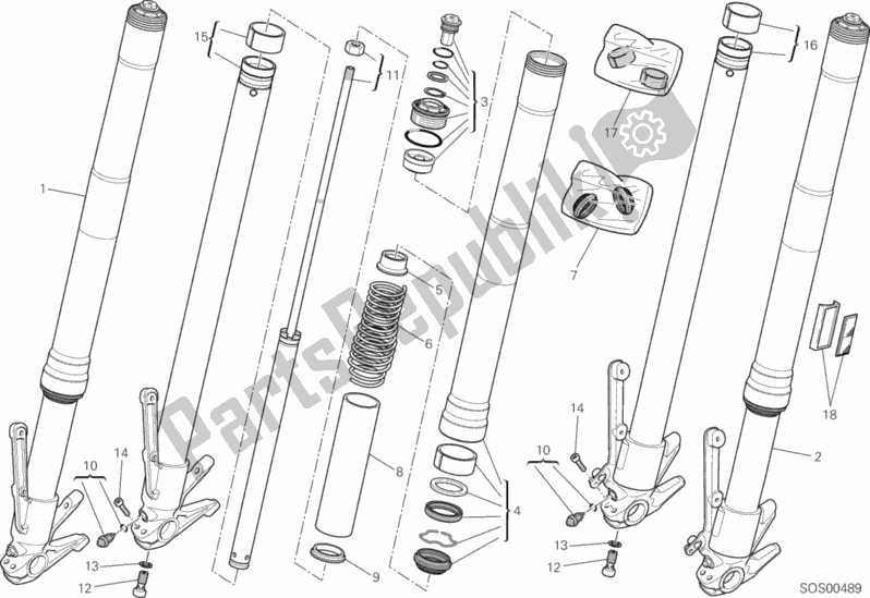 All parts for the Front Fork of the Ducati Multistrada 1200 ABS USA 2013